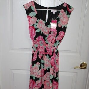 NWT Candie's Pink Floral Belted Dress